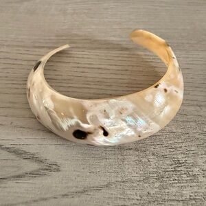 Elegant Cream and Brown Bangle Bracelet - handmade from shell (???)